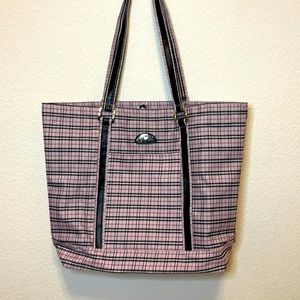 Large American flyer plaid tote bag , new never used